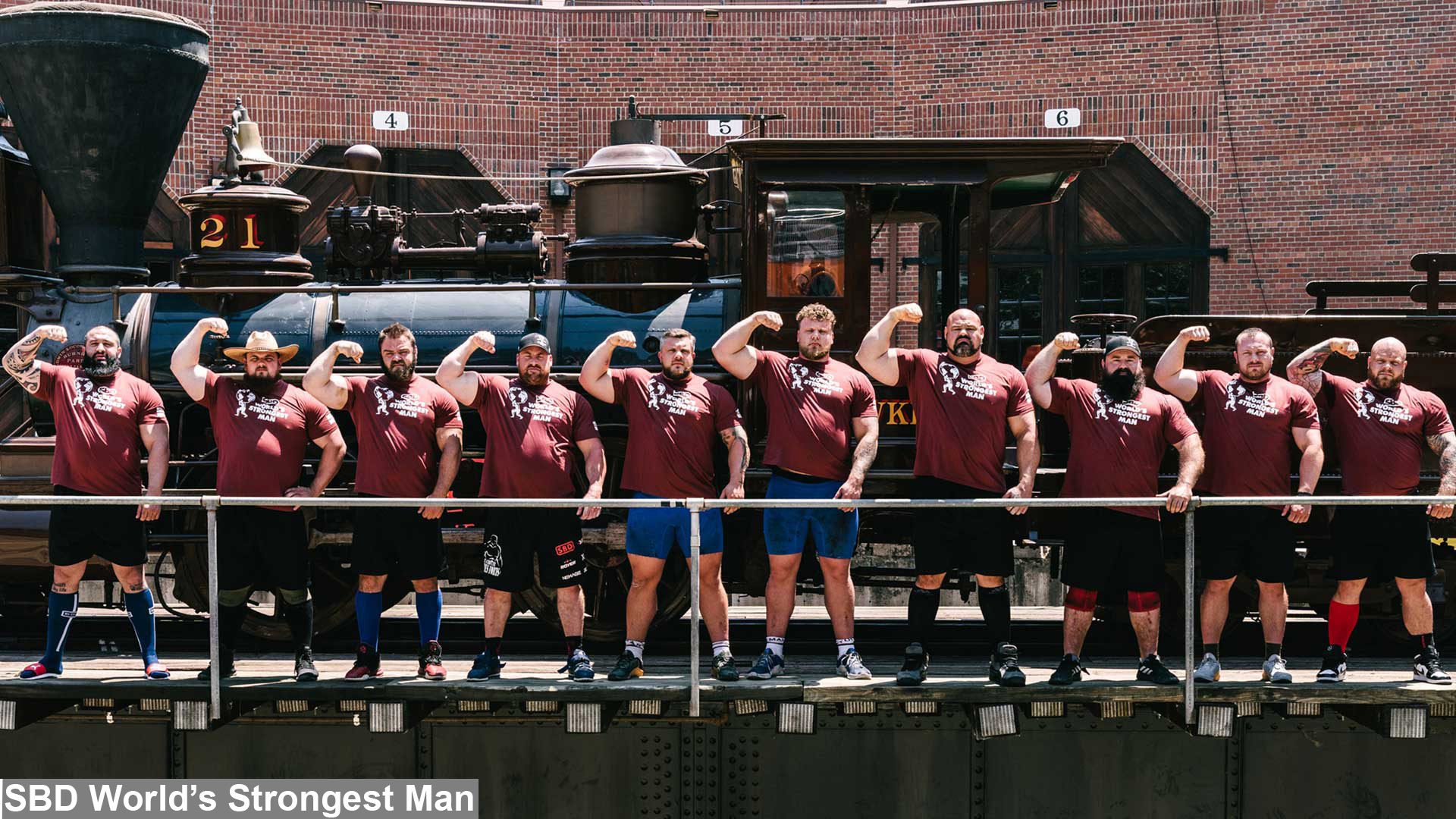 World’s Strongest Man 2021 Final Competitors lined up in a row